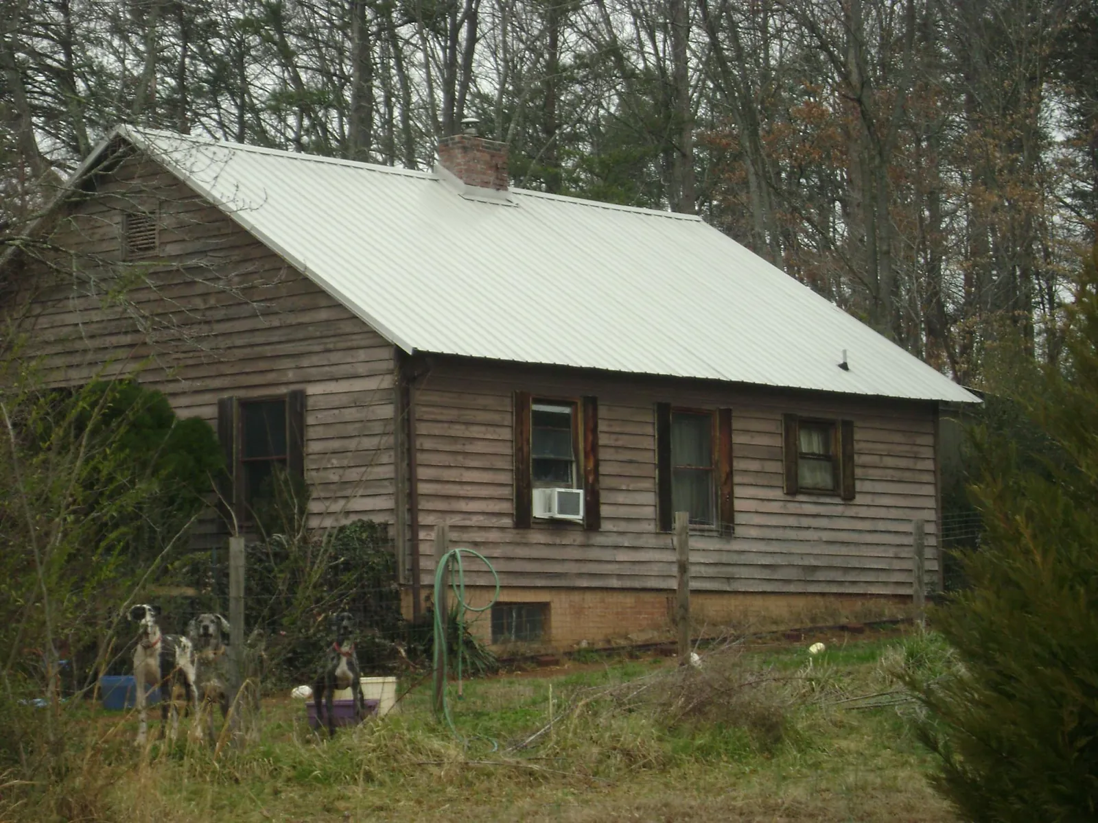 White metal roof on an old wood sided farmhouse, from a Asphalt Shingle Roof Repair job in Denmark